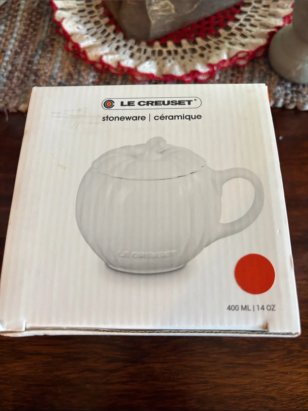 Le Creuset Cream Pumpkin Mug with Lid - Orange